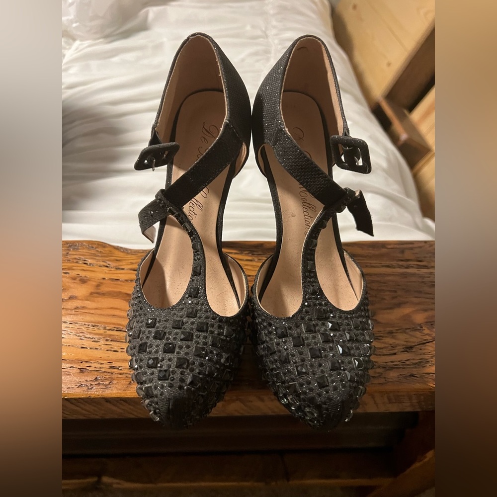 Black sparkle heels